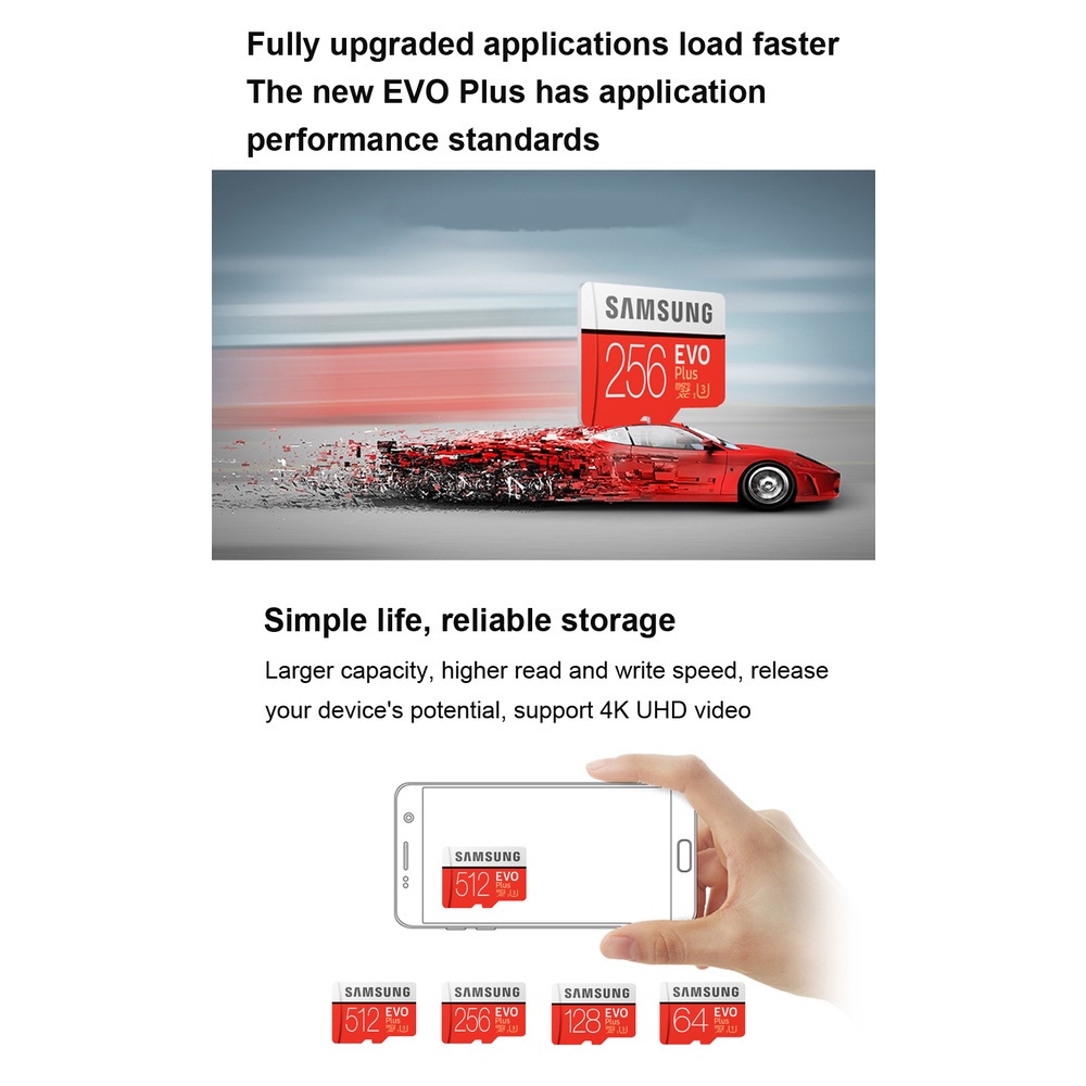 Thẻ Nhớ SAMSUNG EVO Plus 512GB 1024GB Micro SD 16GB 32GB 64GB Class 10 U1 MicroSD C10 UHS-I 128GB 256GB U3 4K Micro SDXC
