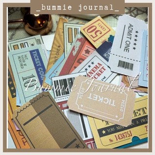 Set 29 sticker design hình vé các loại phong cách vintage retro trang trí sổ journal