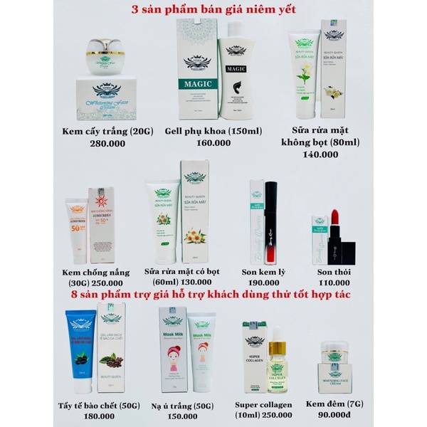 Combo dưỡng trắng beauty queen 150k