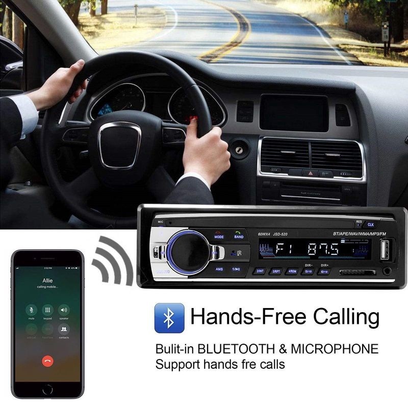 máy nghe nhạc mp3 JSD520,đầu nghe nhạc ô tô 12v,bluetooth Cho Xe Hơi, FM Radio USB / SD / AUX-IN/Đặt trước 18 trạ