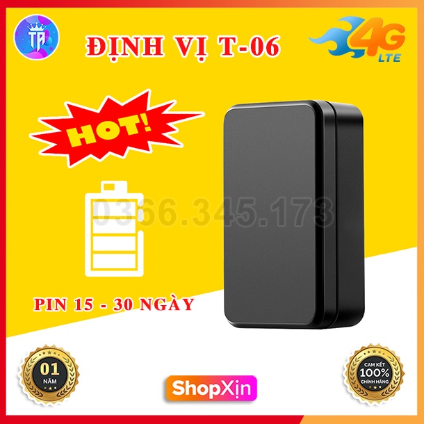 Định Vị Xe Máy Ô Tô Không Dây T-06 Thông Minh - Pin Trâu 6000mAh Sử Dụng 30 Ngày - Cập Nhật Vị Trí Liên Tục Chính Xác