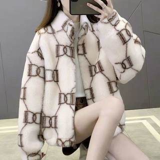 Hàng mới về áo khoác len lông cừu dày dáng rộng thời trang thu đông hàn quốc cho nữ