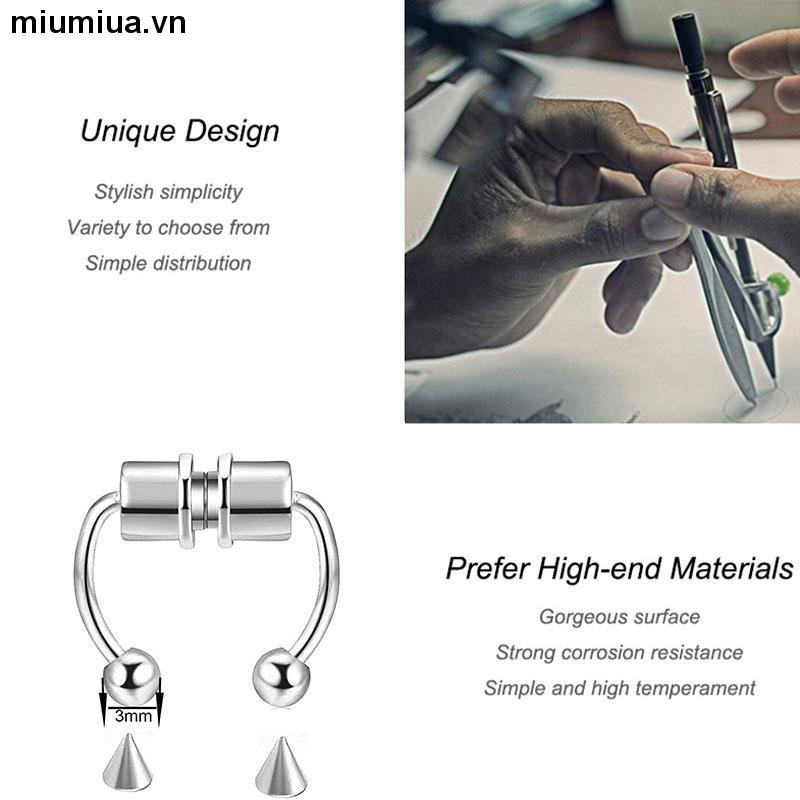 miumiuaKhuyên mũi giả thép không gỉ 316L có nam châm dành cho nam và nữ