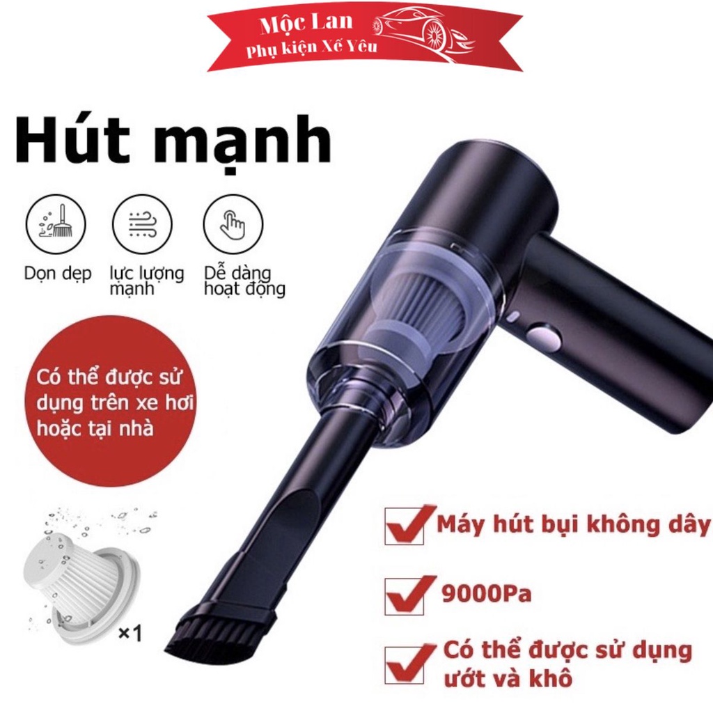 Máy hút bụi không dây cầm tay mini dọn dẹp mọi ngách ngách ô tô nhà cử