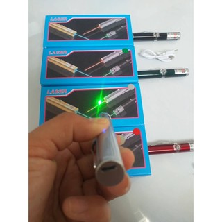 Bút chiếu laser mini 9cm màu xanh có thể sạc lại usb