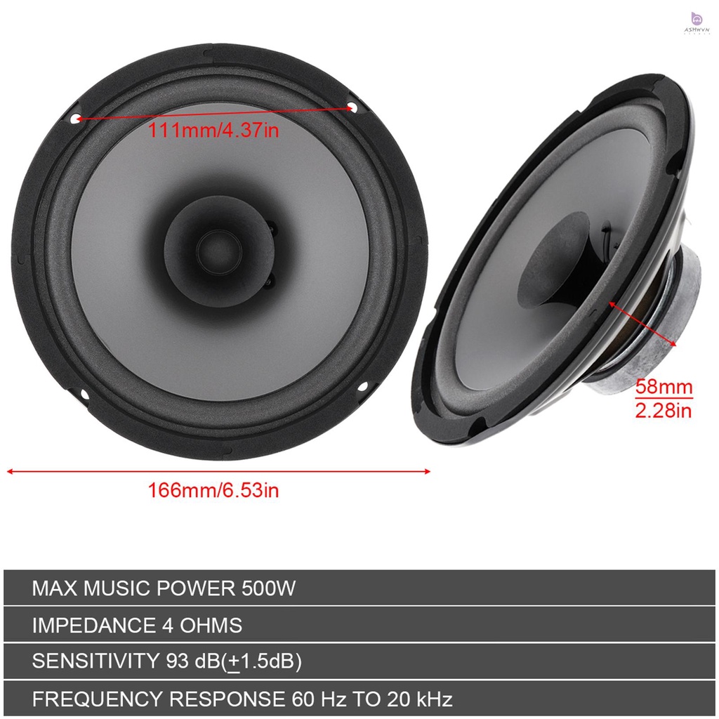 1 Loa 6 Inch 500W HiFi Chất Lượng Cao Cho Xe Ô Tô