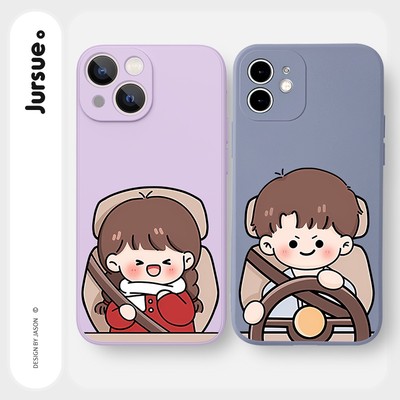 Ốp lưng JURSUE mềm hoạt hình cặp đôi dễ thương đẹp Cho iPhone 17 16 15 14 13 12 11 Pro Max SE 2020 X XR XS ip 8 7 Plus Y2824