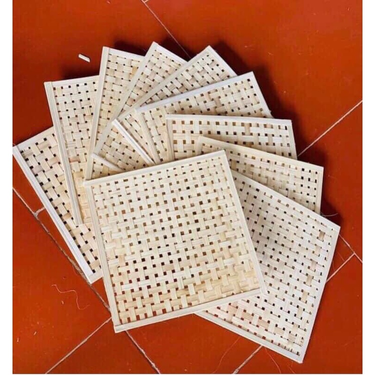 Tấm tre đan, mành tre, mẹt tre vuông decor trang trí tết, lớp mầm non, giáng sinh, khánh biểu ngữ