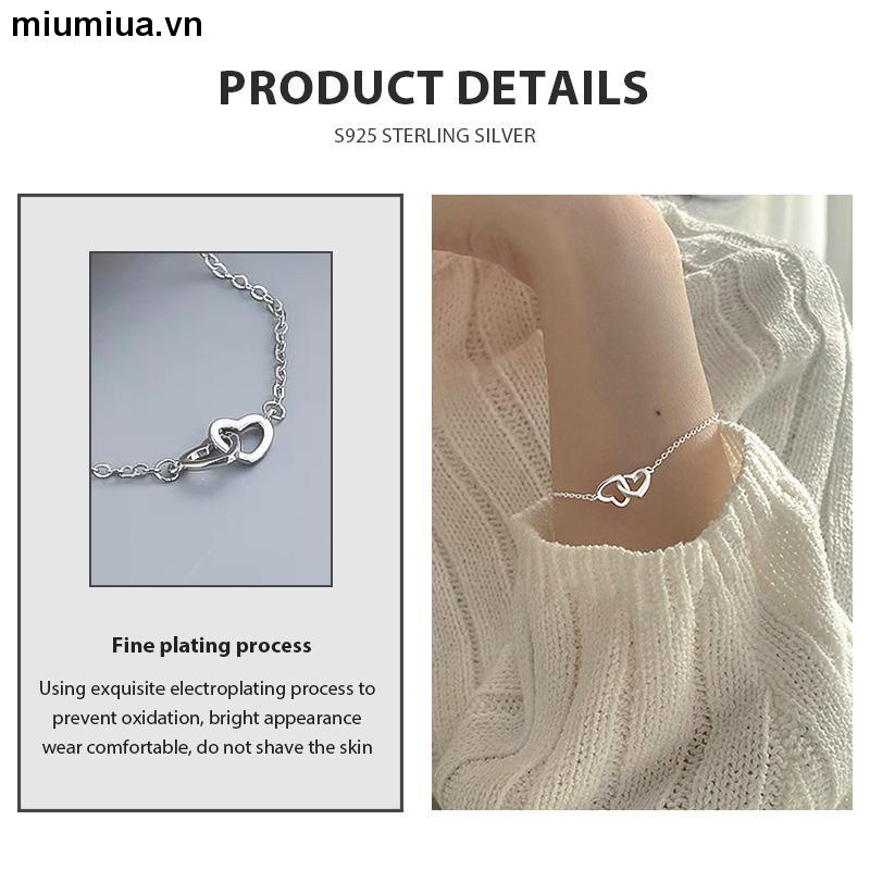 miumiua🔮Vòng tay Bạc 925 mặt hình trái tim thời trang cho nữ