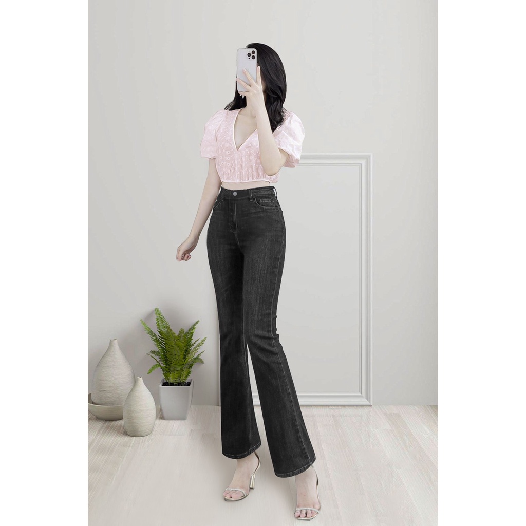 Quần Jeans Nữ Ống Loe LUPERI Kiểu Dáng Thời Trang Thời Thượng Chất Liệu Denim Cao Cấp Co Dãn Thoải Mãi LFQJ171