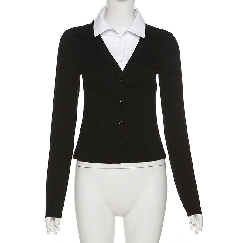 DUNEA Áo Sơ Mi Tay Dài Cổ Bẻ Phối Nút Thời Trang Cho Nữ