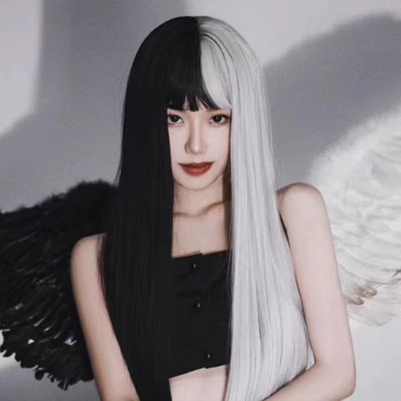 Bộ Tóc Giả Nửa Màu Trắng Đen Thời Trang Cho Nam Và Nữ