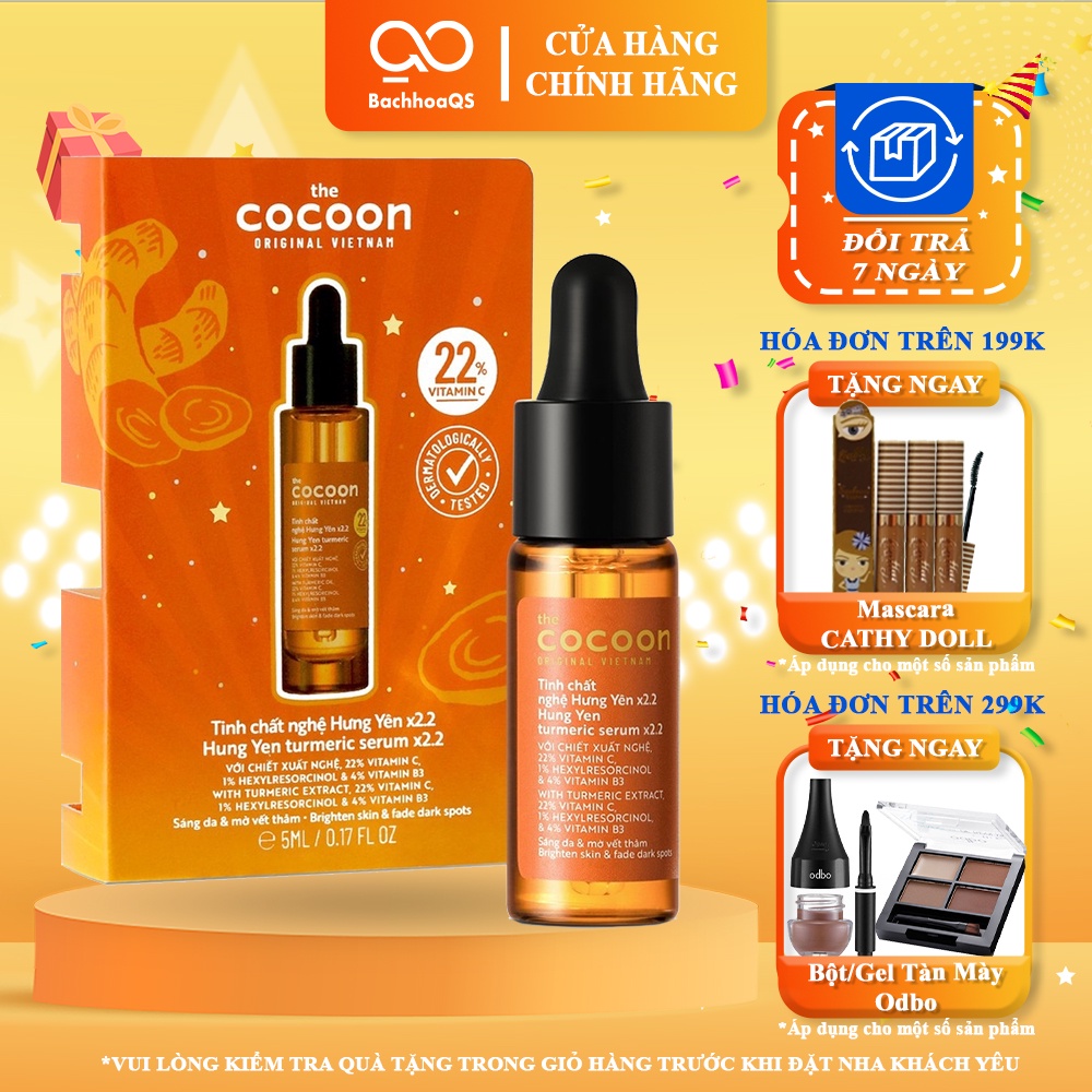 Tinh chất nghệ Hưng Yên X2.2 vitamin C 22% giúp sáng da chuyên sâu và mờ vết thâm từ mụn Cocoon 30ml