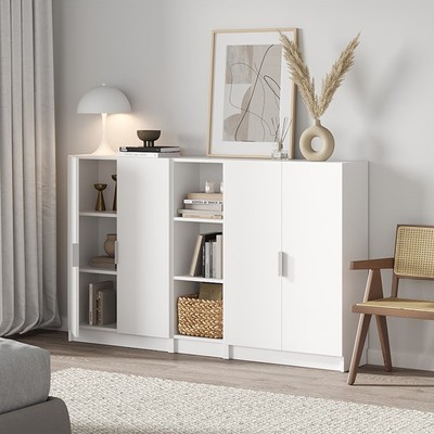 JELLY, COMBO Kệ sách 3 tầng có cửa SHE_054, 200x30x106cm, kệ gỗ Scandi Home