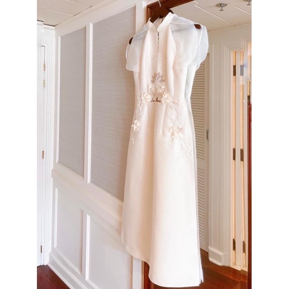 Áo Dài Cách Tân LAROSE ,Áo Dài Đính Kết Tiểu Thư Sang Chảnh Kèm Quần Lụa Cao Cấp