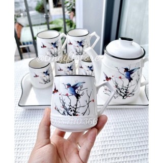 [QUÀ TẶNG CAO CẤP] - BỘ BÌNH CỐC SỨ HỌA TIẾT CHIM