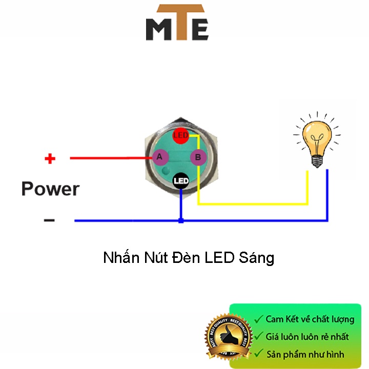 Nút nhấn giữ, nhấn nhả chống nước có đèn led 8mm 3-35V
