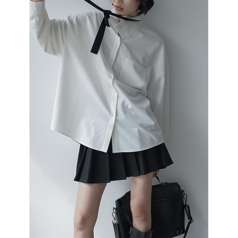 Áo Sơ Mi Dài Tay Thêu Chữ Phong Cách Pháp Thời Trang Cho Nữ