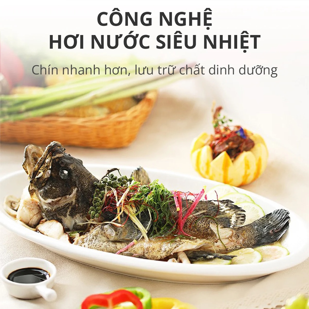 Nồi Chiên không dầu Hơi Nước Mishio MK318 Đa Năng Kết Hợp 10 Trong 1 menu 50 món ăn