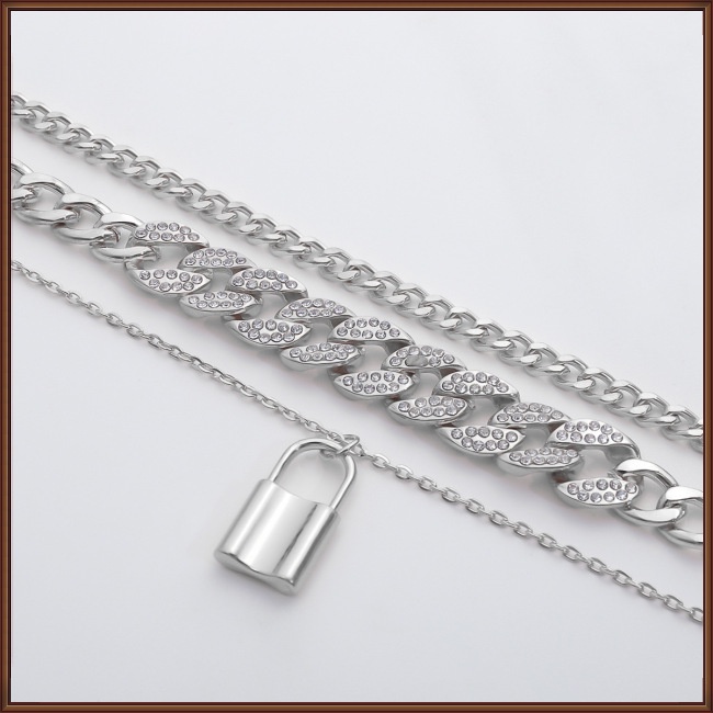 Vòng Tay / Dây Chuyền Mặt Ổ Khóa Hình Học Bằng Hợp Kim Phong Cách Cổ Điển Cho Nữ