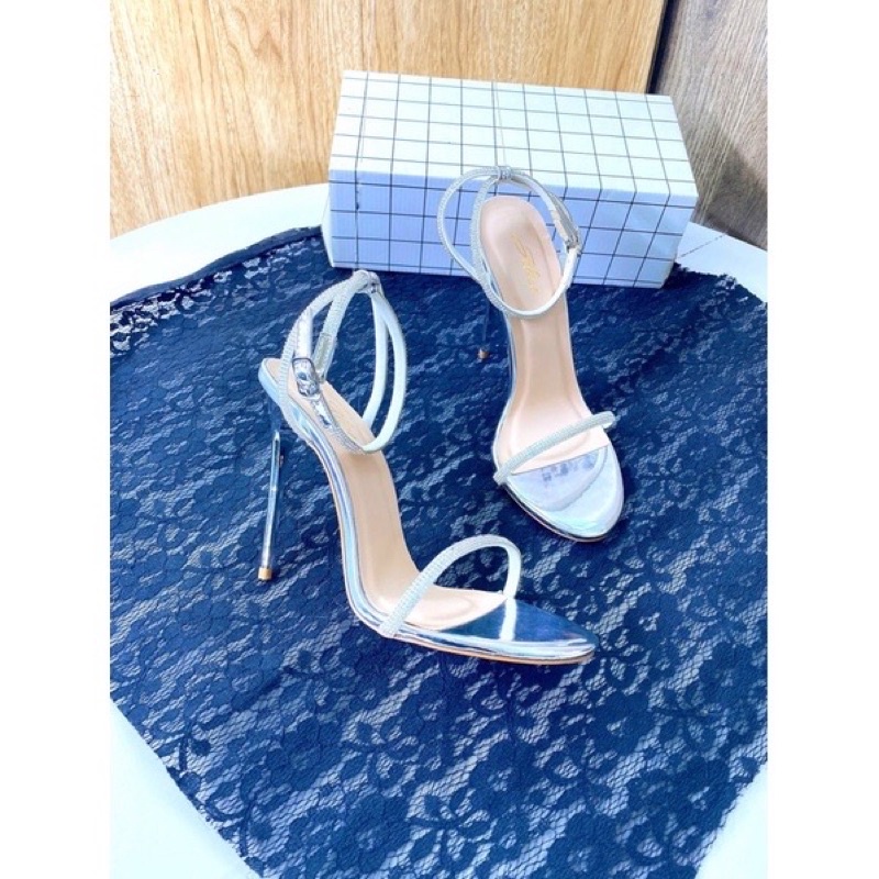 ( Hình Thật ) Sandal Cao Gót Nhọn 11P, Bít Mũi Phối Phụ Kiện - Hàng VNXK Cao Cấp - Full Size 34-40