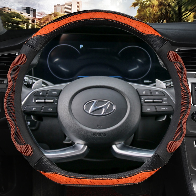 Bọc Vô Lăng Bằng Da Sợi Nhỏ Hình Chữ D Cho Hyundai Creta II 2021 2022 2023