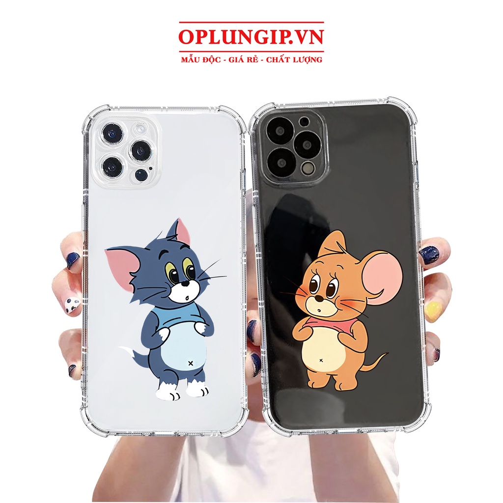 Ốp iphone tom jerry bụng bự cho iphone 15 11 13 pro max 14 12 pro max mini x r s max 7 8 plus dẻo cạnh vuông