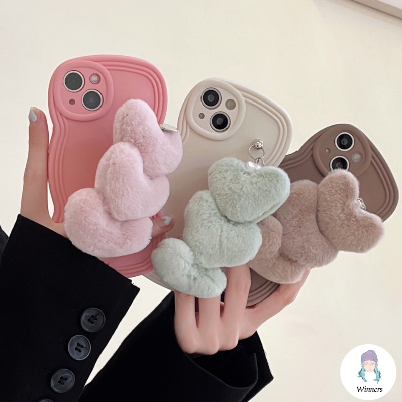 Ốp Điện Thoại TPU Dẻo Phối Lông Hình Trái Tim Thời Trang Kèm Vòng Đeo Tay Cho IPhone 14 13 12 11 Pro Max X Xs Max XR 8 7 Plus