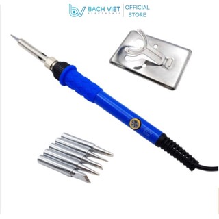 Mỏ hàn điều chỉnh nhiệt 60W 220V mua 1 tặng 7 (1 tay hàn điều chỉnh nhiệt 60W +5 mũi hàn + 1 đế gá + 1 miếng vệ sinh hàn