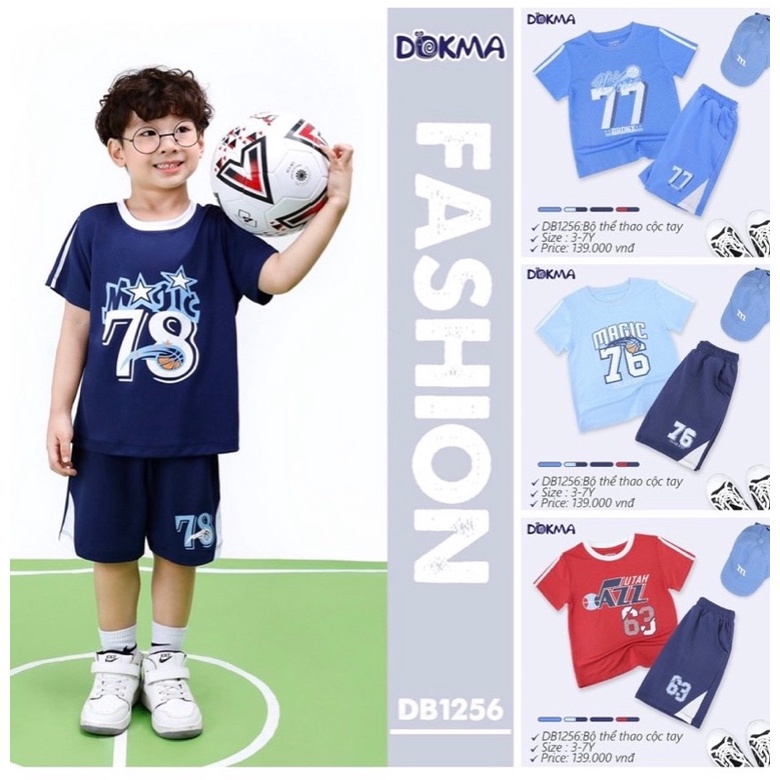 Bộ quần áo cộc tay thể thao dokma Bé Trai DB1256(3-7y) 2023