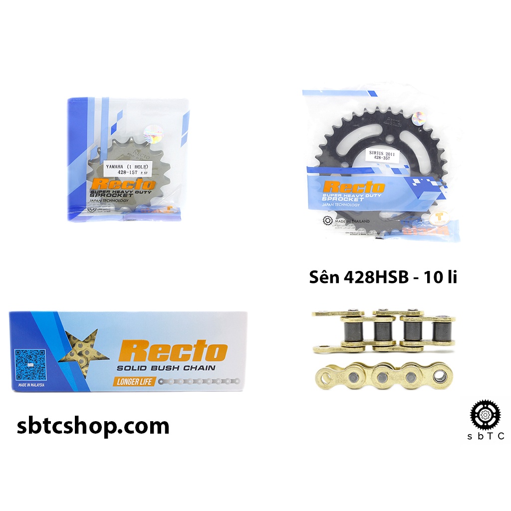 NSD Nhông sên dĩa Recto 10 li Sirius Jupiter xăng cơ chính hãng