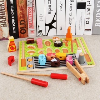Bộ đồ chơi bàn nấu ăn các loại bằng gỗ cho bé toystore FUDAER đồ chơi bán bánh, kem, BBQ dễ thương