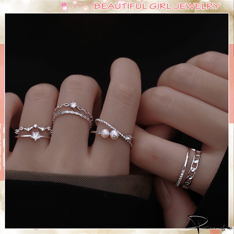 Nhẫn Đeo Tay Kim Loại Đính Ngọc Trai Xinh Xắn Cho Nữ