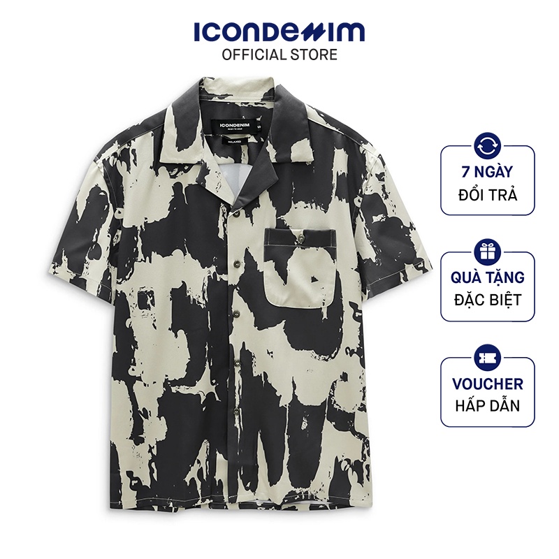 Áo Sơmi Nam Cotton Lụa Tay Ngắn ICONDENIM Graffiti SMID0079