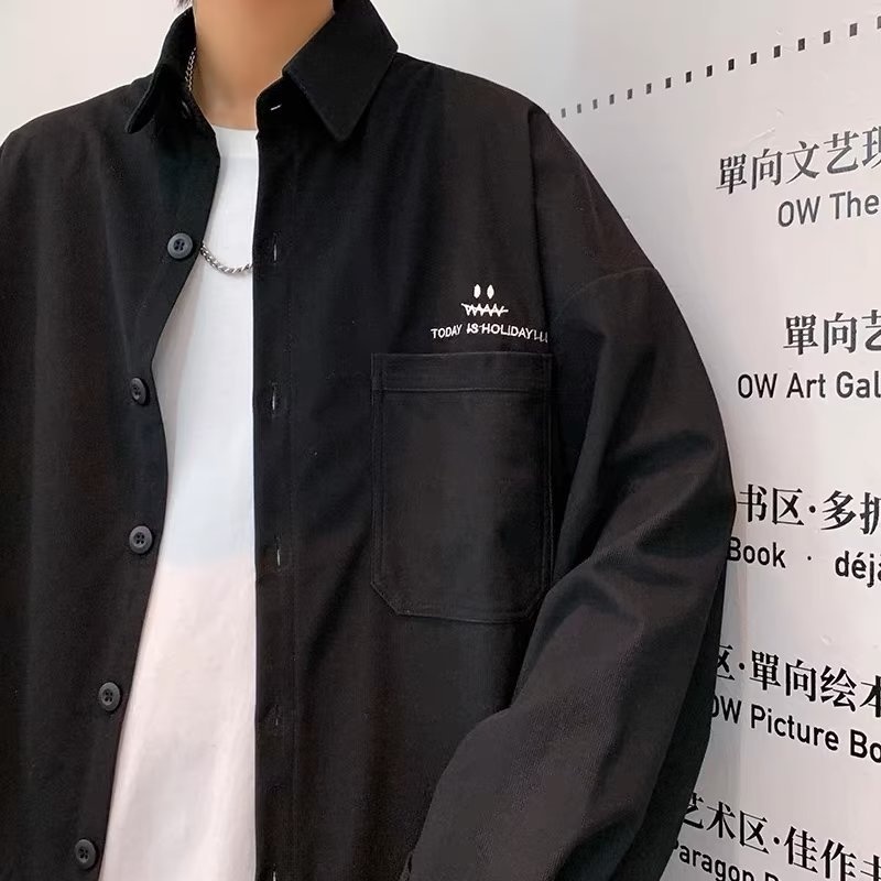 Áo Sơ Mi Nhung Kẻ Thiết Kế Phong Cách Retro Mỹ Dành Cho Nam