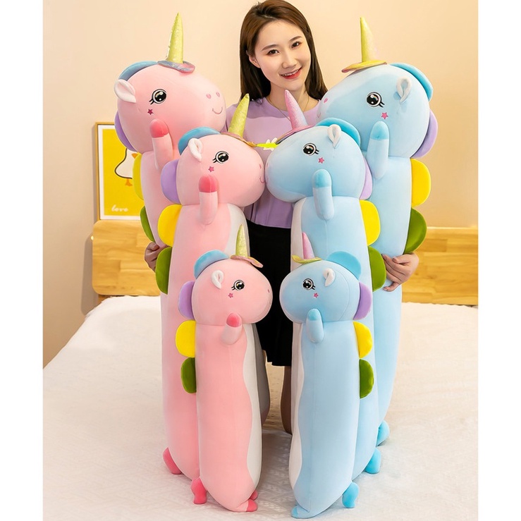 Gấu bông kỳ lân, ngựa một sừng dáng nằm làm gối ôm, đồ chơi, quà tặng cho bé siêu đáng yêu, size 70cm - 130cm