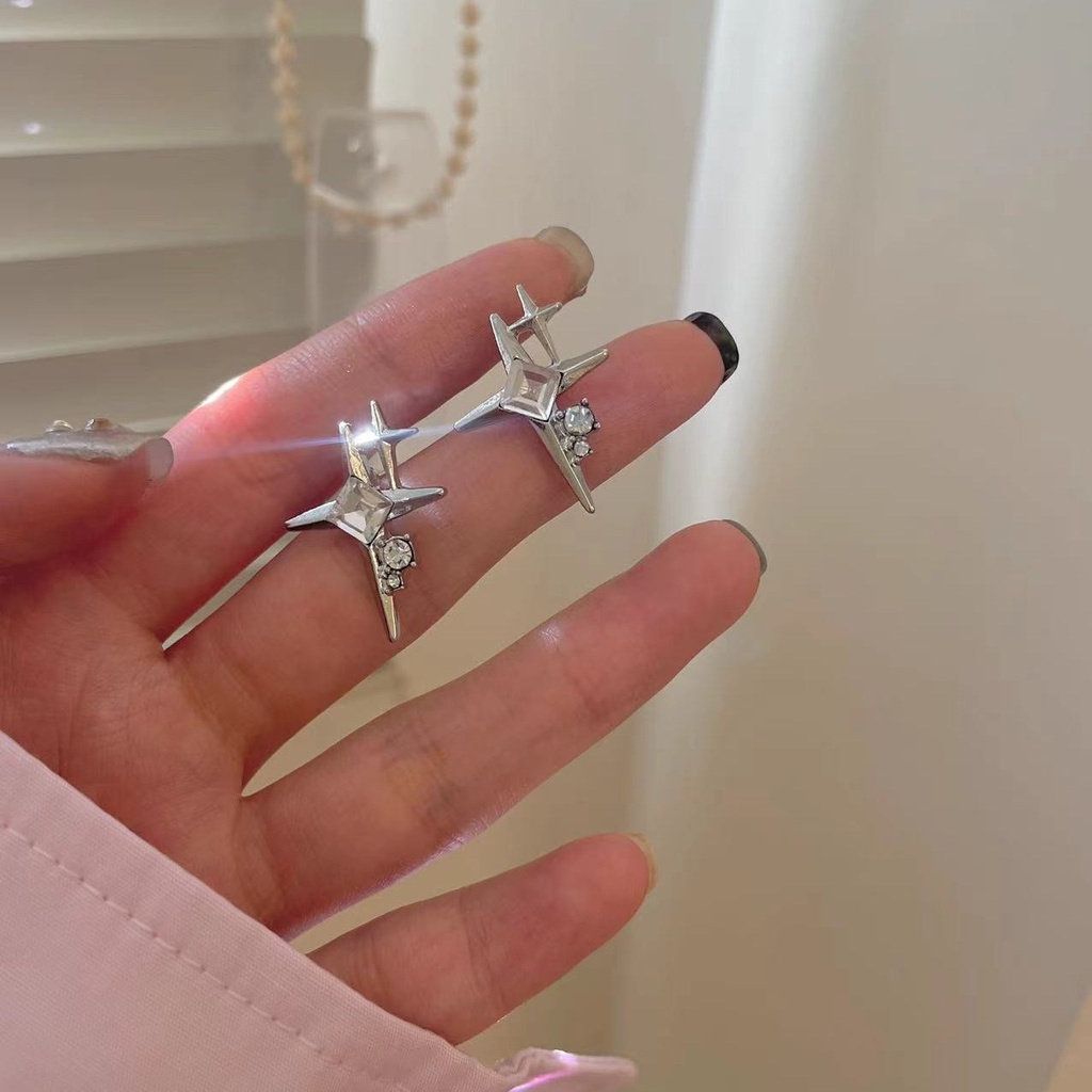 1 Đôi Bông Tai Đính Đá Zircon Hình Ngôi Sao Thanh Lịch Phong Cách Hàn Quốc Dành Cho Nữ