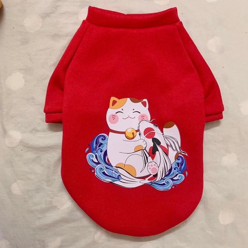 Áo Tết Đông Cho Thú Cưng - Quần áo nỉ Tết Cho Chó Mèo