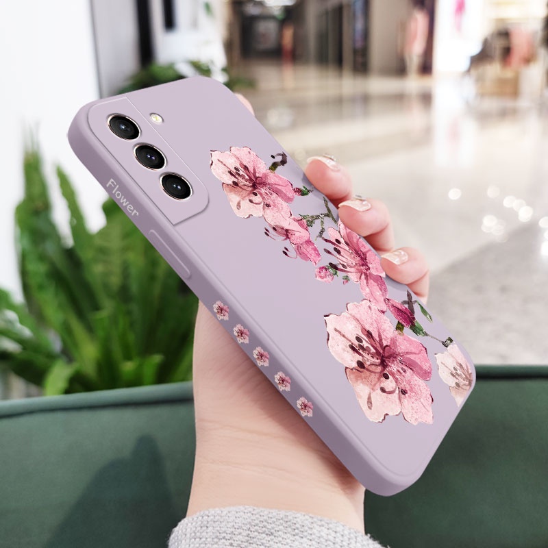 Ốp Điện Thoại Tpu In Hình Hoa Đào Mực Cho Samsung Galaxy S21 S20 FE Ultra Plus