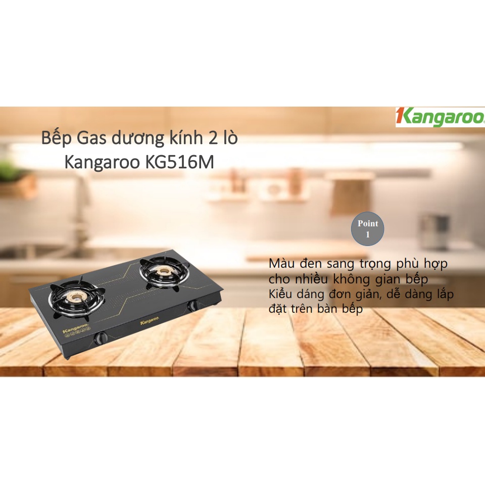 Bếp gas dương kính hai lò kangaroo KG516M