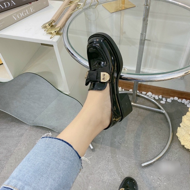 Giày đốc,moca,mọi nơ miu bóng gót 5cm