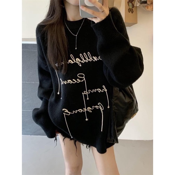 ÁO LEN FORM TO CHỮ THÊU TAY