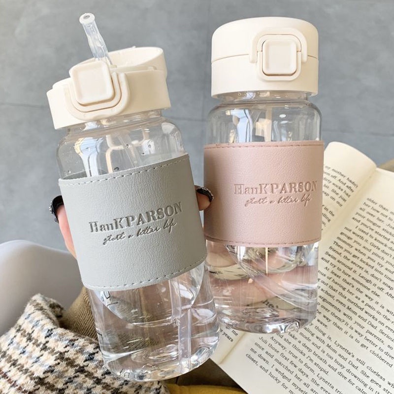 Bình Đựng Nước Bằng Nhựa Chịu Nhiệt Cao Thiết Kế Đơn Giản Kèm Ống Hút Phong Cách Nhật Bản Cho Nam Và Nữ