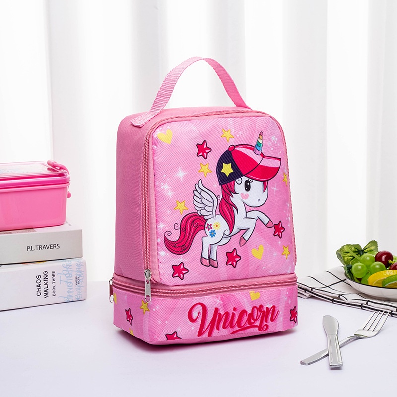 Túi cơm giữ nhiệt Túi Đựng Hộp Cơm Trưa In Họa Tiết Hoạt Hình Dễ Thương Cho Bé