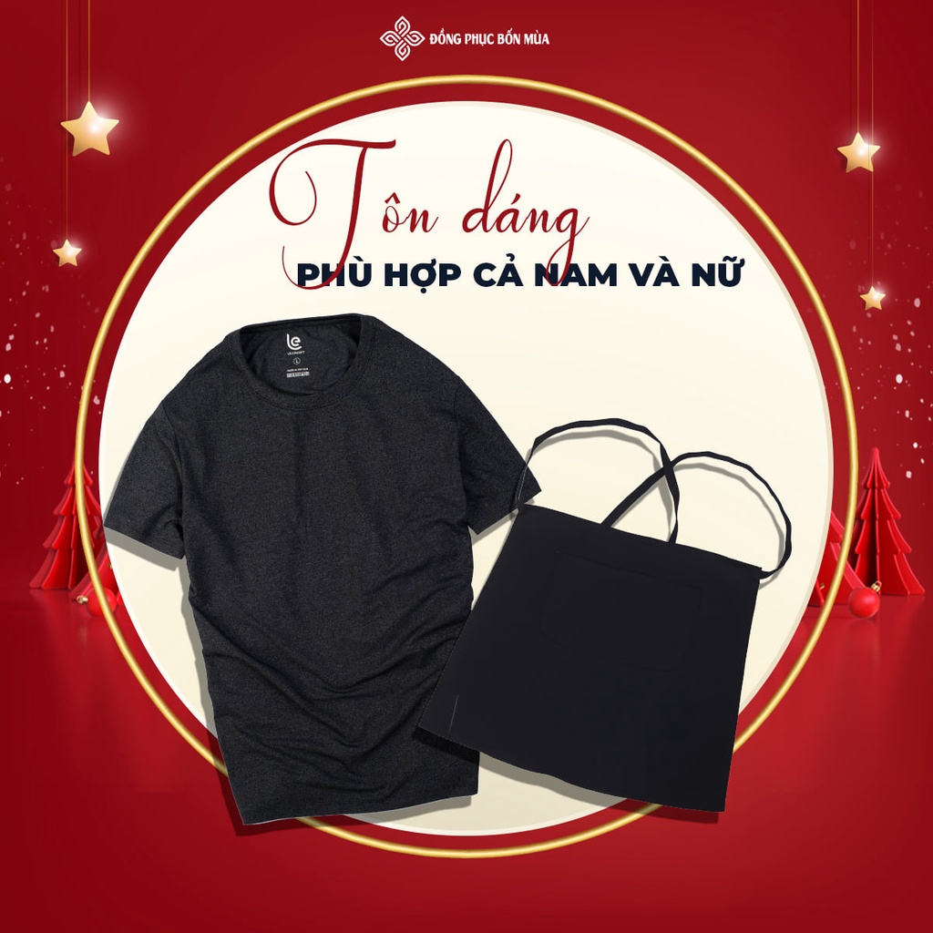 Combo Áo thun ngắn tay và tạp dề ngắn cao cấp cho nhân viên phục vụ Nam Nữ sẵn hàng kèm video