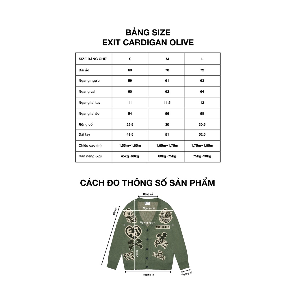 Áo Khoác Len Bad Habits EXIT CARDIGAN BLACK - Local Brand Chính Hãng