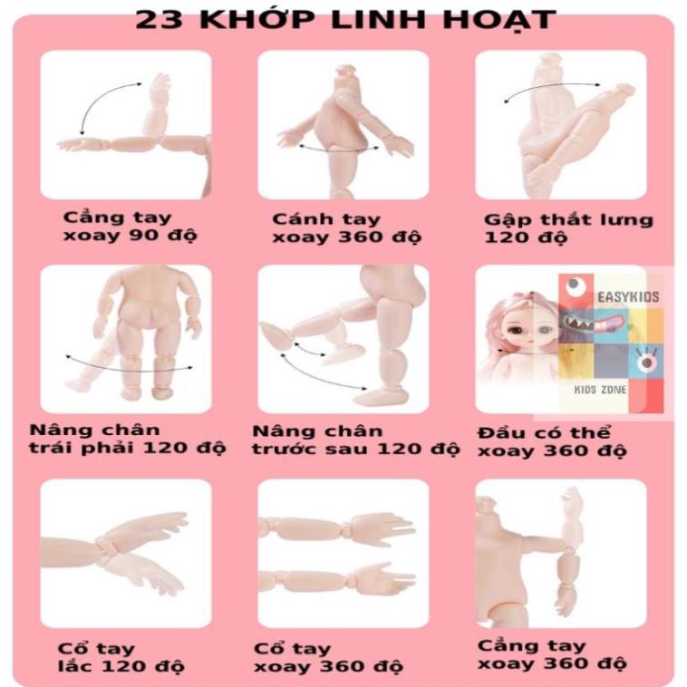 Búp bê, Đồ chơi búp bê 23 khớp xinh xắn cao 17cm dễ dàng cử động, đồ chơi dễ thương cho bé gái