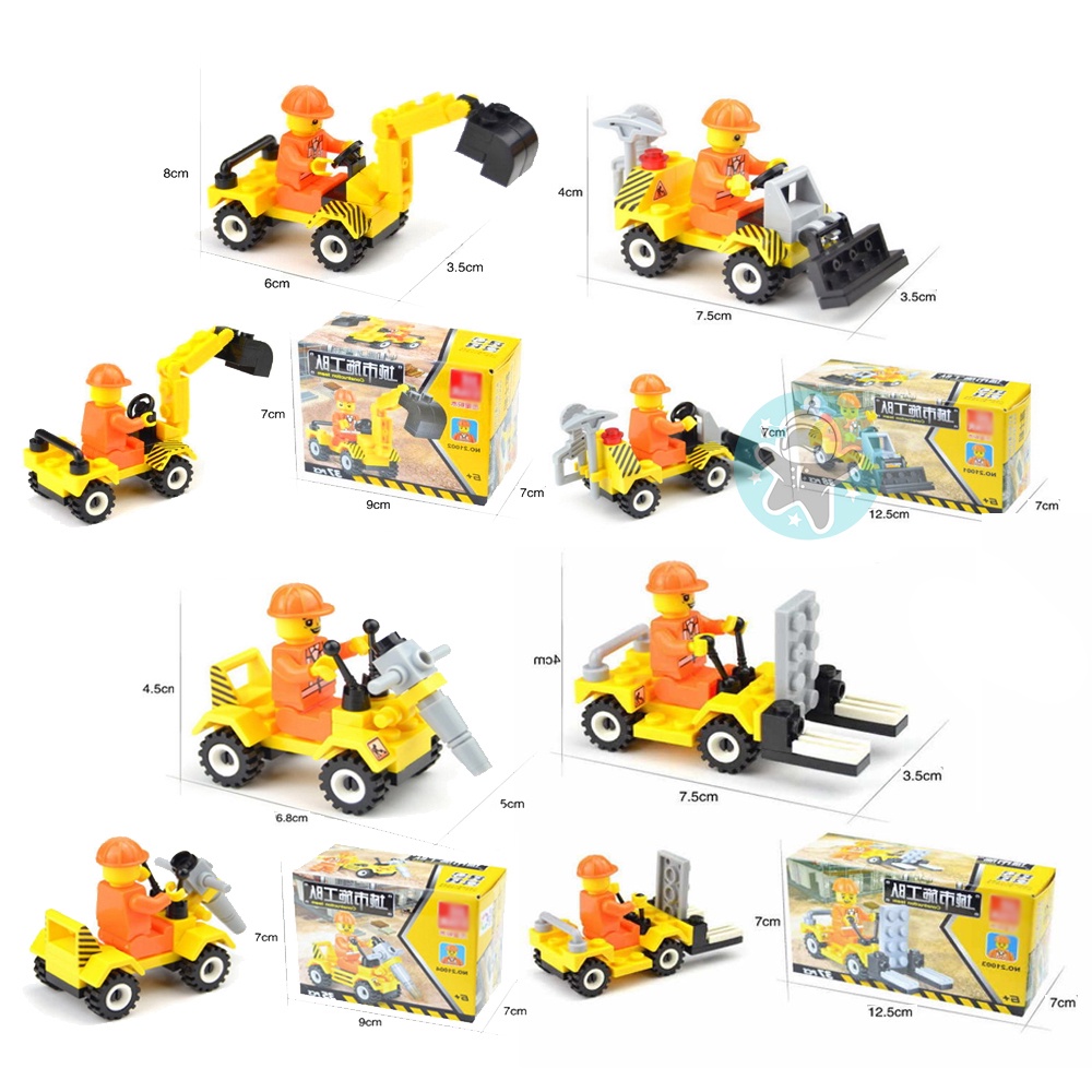 Đồ chơi lắp ráp mô hình 3d xe cẩu, xe công trường xây dựng từ 35 đến 38 chi tiết Space Kids