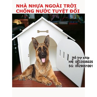 Nhà ngoài trời chống nước Nhà Cho Chó Mèo Kiểu mái nhọn màu trắng 80x55x74cm