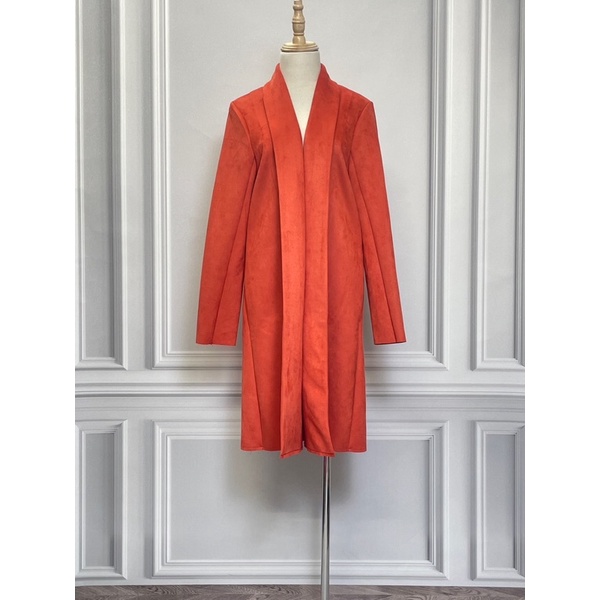 AK1545 Áo khoác da lộn ZARA hàng hiệu chính hãng thời trang nữ màu cam size S secondhand thanh lý ký gửi